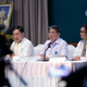 Jedsada Chokdumrongsuk (center) permanent secretary at the Public Health Ministry, speaks during a press conference at a hospital in Chiang Rai province earlier today.